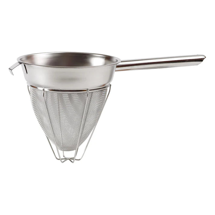 Colador de caldo de acero inoxidable con mango hueco y malla extrafina, reforzado - 8" WINCO CCB-8R