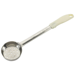 Dosificador de acero inoxidable de una sola pieza - perforado con mango blanco de 3 oz WINCO FPP-3