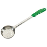 Dosificador de acero inoxidable de una sola pieza - perforado con mango verde de 4 oz WINCO FPP-4