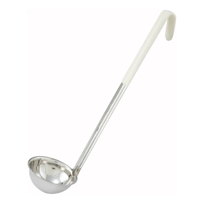 Cucharón de acero inoxidable con mango blanco de 3 oz WINCO LDC-3