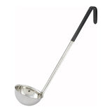 Cucharón de acero inoxidable con mango negro de 6 oz WINCO LDC-6