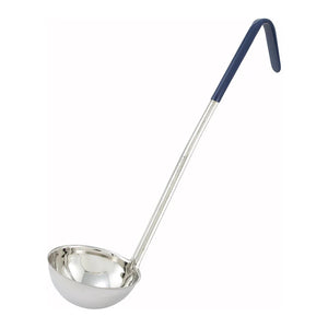 Cucharón de acero inoxidable con mango azul de 8 oz WINCO LDC-8