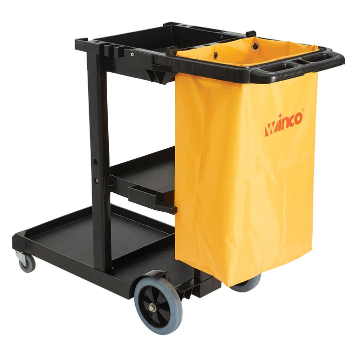 Carro de limpieza con 3 estantes y bolsa extraíble WINCO PJC-4538