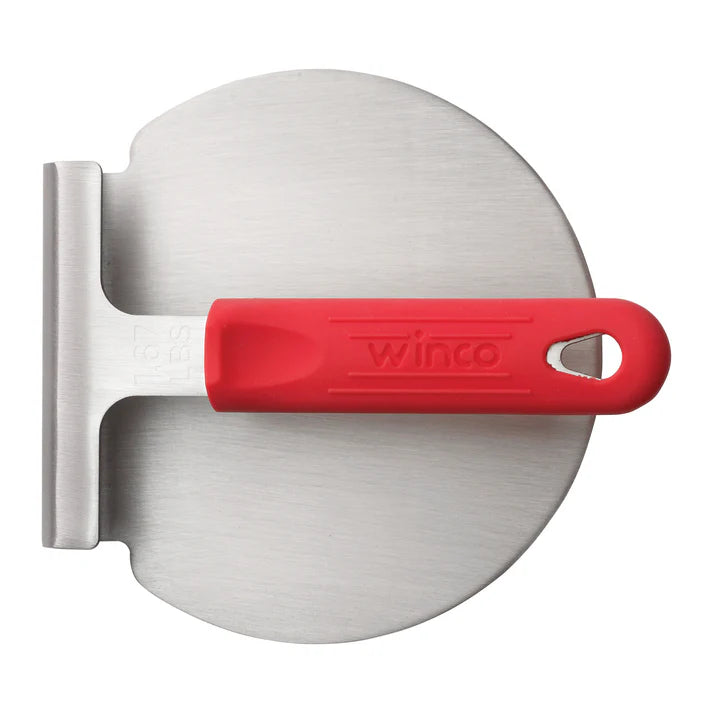 Prensa para hamburguesas de acero inoxidable 18/8 de una sola pieza  con funda de silicona roja WINCO SWS-6