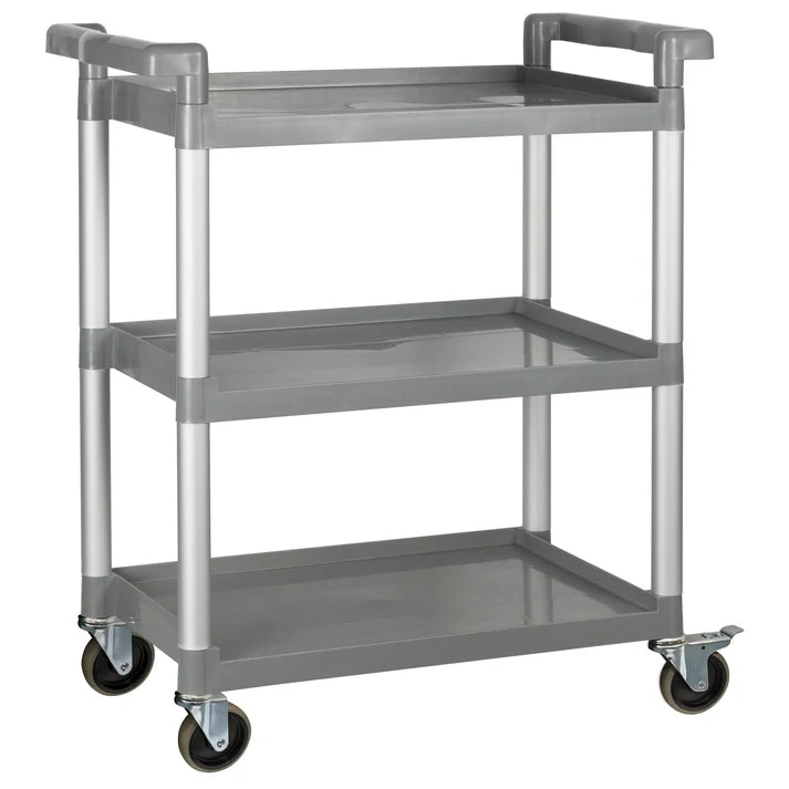 Carrito de servicio de 3 niveles con frenos Cap. 150kg - Gris WINCO UC-2415G