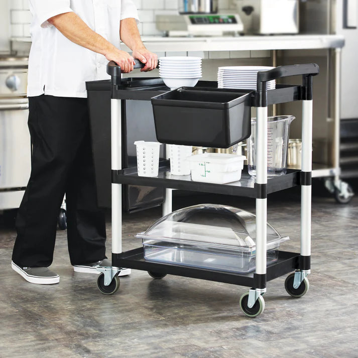 Carrito de servicio de 3 niveles con frenos Cap. 150kg - Negro WINCO UC-2415K