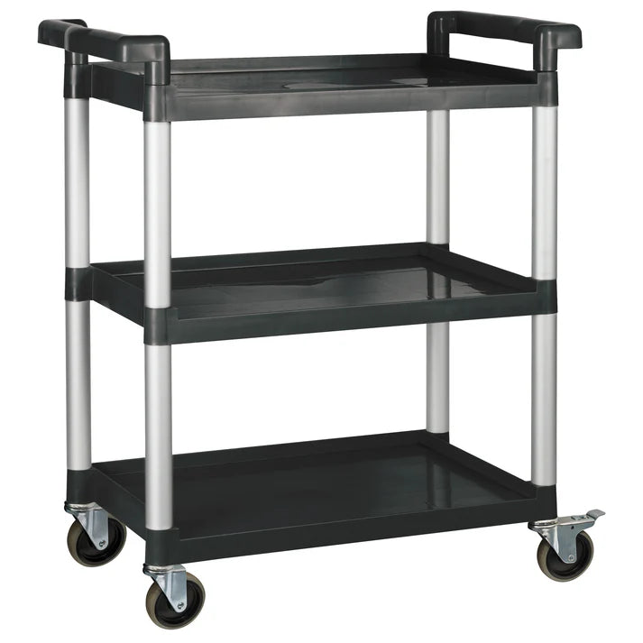 Carrito de servicio de 3 niveles con frenos Cap. 150kg - Negro WINCO UC-2415K