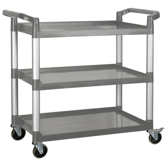 Carrito de servicio de 3 niveles con frenos Cap. 181kg - Gris WINCO UC-3019G