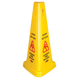 Señal de advertencia de piso mojado, en forma de cono, amarilla WINCO WCS-27T